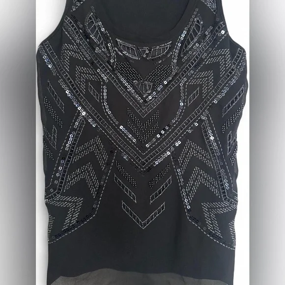 Express Black Sequin beaded Tank Top - Picture 3 of 6